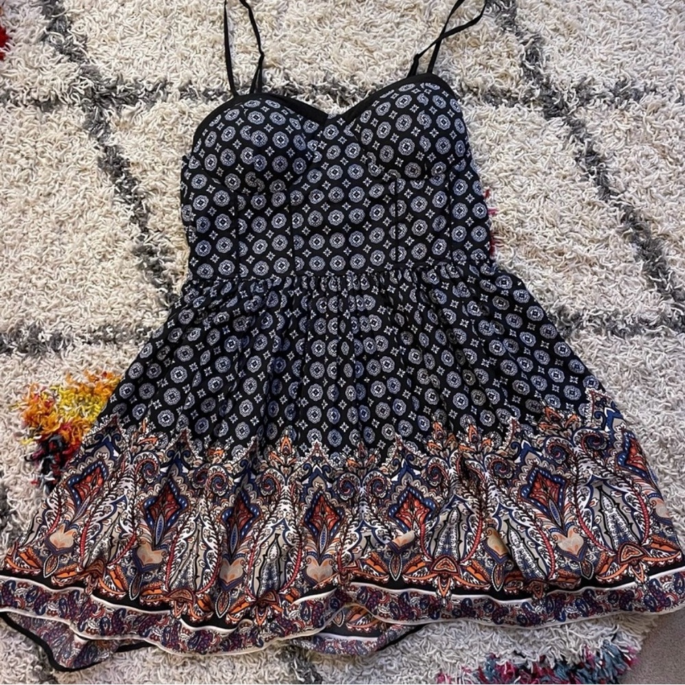 Boho Knee-Length Dress Sweetheart Neckline Cup Sleeveless cute American Rag XL